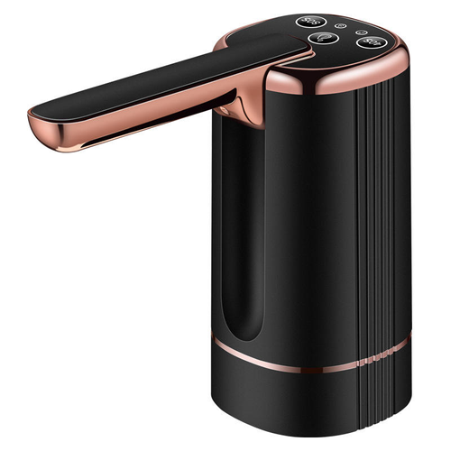Best-Selling Portable USB-Charging Multi-Function Water Bottle Pump with Three Buttons, Black and Gold, 800 mA