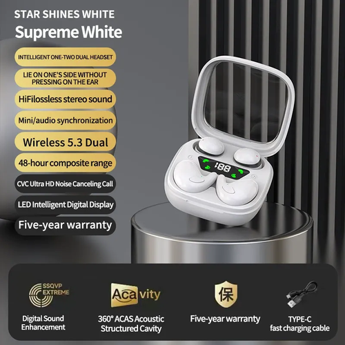 2-in-1 dual earphones, wireless Bluetooth earphones, mini, ultra-small, long battery life, unisex.