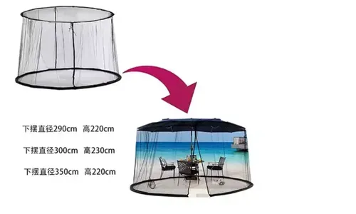Outdoor mesh cover with zipper anti mosquito sunshade umbrella