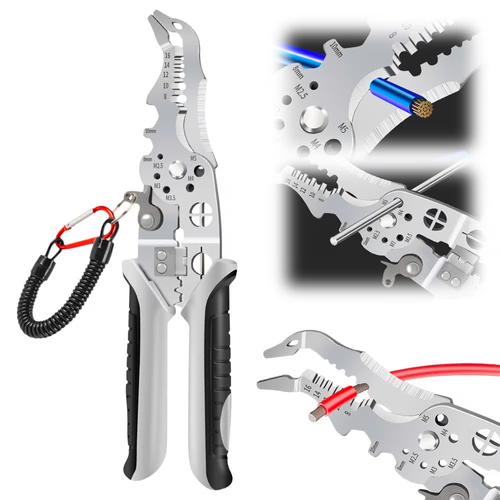 New Multifunctional Elbow Wire Stripping Pliers with a Spring Keychain
