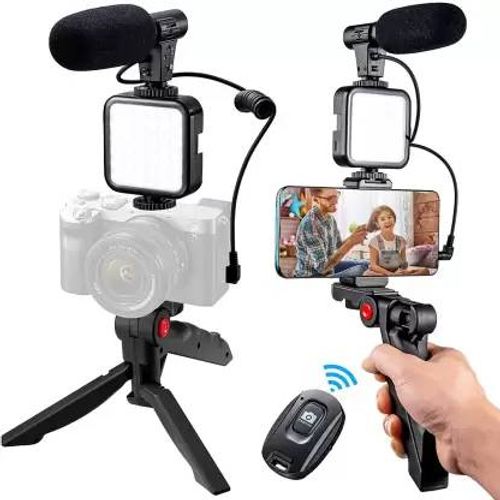 🎥📸Portable 3 in 1 Video Shooting LED Light Tripod Live Microphone, Specification:Battery Models