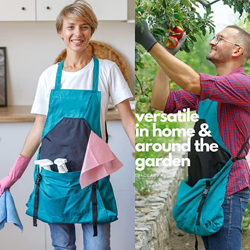 ✨🍏Cross Back Gardening Apron With Deep Kangaroo Release Pockets