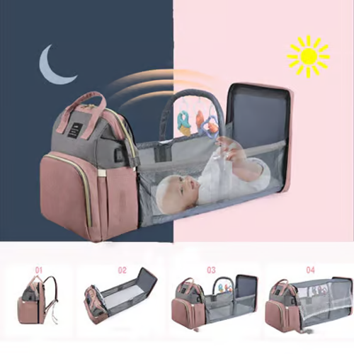👶🛏️Baby Bag Lightweight - Large-capacity Portable Folding Crib Bed‼️ with Mosquito Net‼️