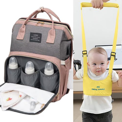 👶🛏️Mummy Bag (with Free Baby Harness) Lightweight - Large-capacity Portable Folding Crib Bed‼️ with Mosquito Net‼️