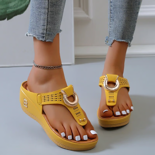 👞👡Summer Women Flip Flops Wedges Thick Slippers