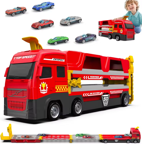 🚗🚙Folding Ejection Transporter City Toy Track Truck Speedway Hauler