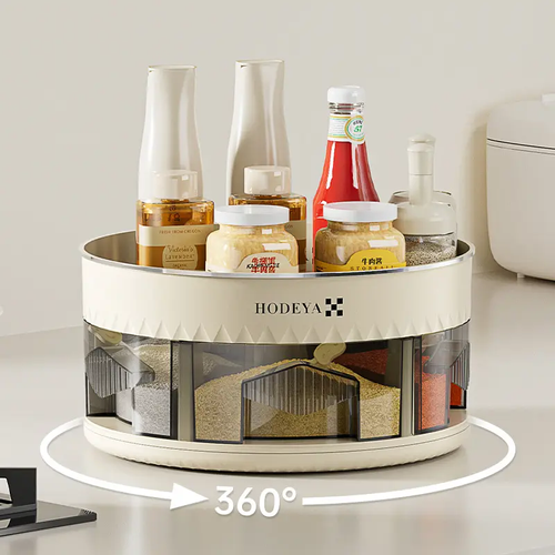 🥛🍾 360 Degree Double Layer Rotating Kitchen Organiser