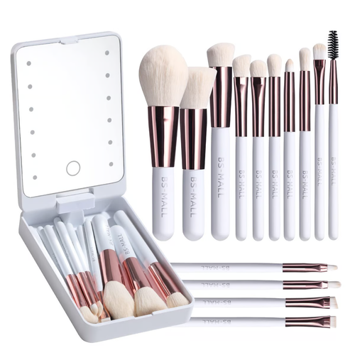 💡🔥Makeup Brush Set With LED Light Mirror💫14PCS Brush💫