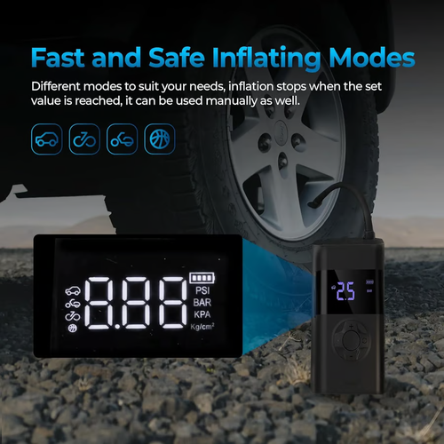 🔥🚨Portable Tire Inflator - Smart ON OFF Hose Design