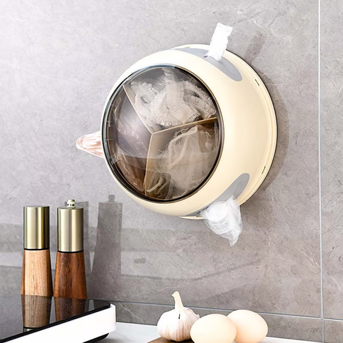 Space-Efficient Wall-Mounted Cling Film Dispenser & Rotatable Wrap Holder
