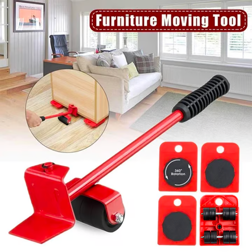 🔥Furniture lift mover tool set（1 x Wheel Bar & 4 x Wheeled Mover Rollers)