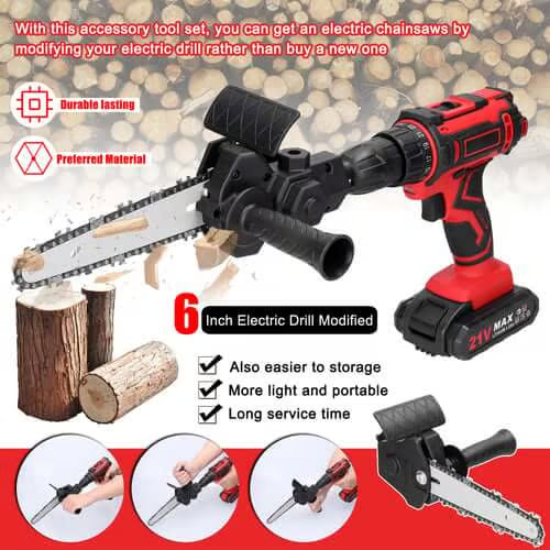 🔥⚙️6 Inch Electric Drill Modified To Electric Chainsaw Drill Attachment