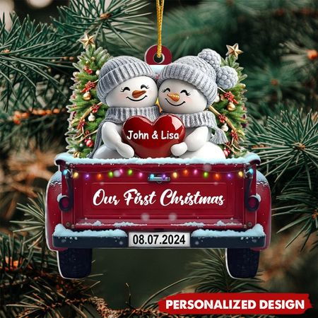 Truck Couple Christmas Our Firstmas Christmas - Personalized Acrylic Ornament