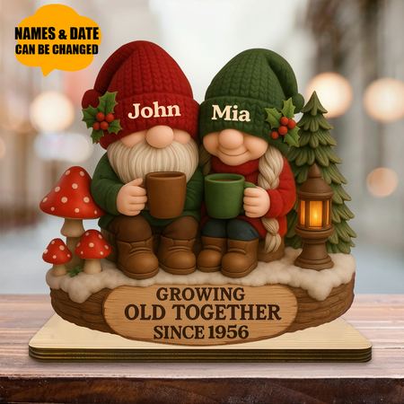 Growing Old Together Couple Personalized Wooden Plaque