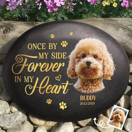 Custom Photo Printed Rock - Personalized Pet Memorial Gifts For Dogs, Cats - Always On My Mind