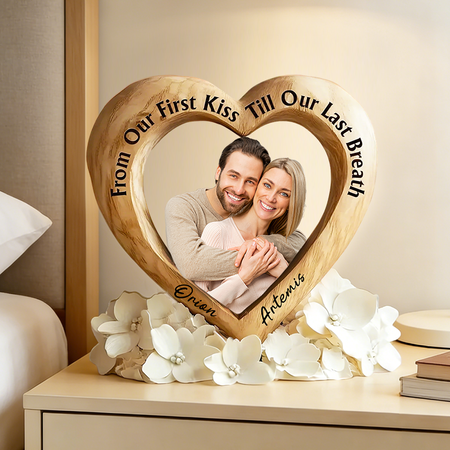 From Our First Kiss Till Our Last Breath - Personalized photo couple plaques