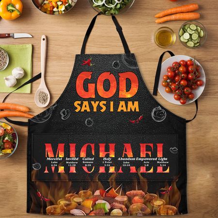 God Says I Am Hot Personalized Apron