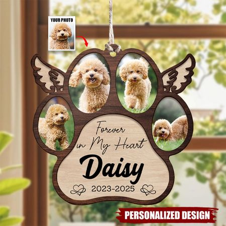 Personalized Pet Memorial Paw Wood Ornament