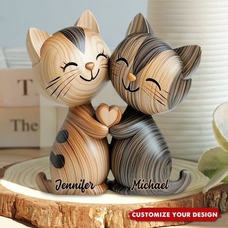 Cute Cat Couple - Personalized Custom Shaped Acrylic Plaque