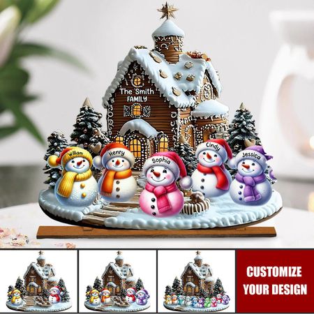 Merry Christmas Snowman Personalized Family 1 Layered Big Freestanding