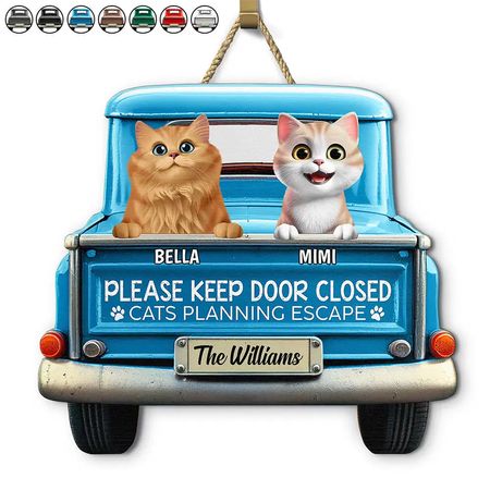 Cats Planning Escape Truck 3D Effect - Personalized Custom Shaped Wood Sign