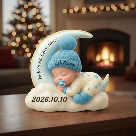 Customized first Christmas decorations for your baby, 3D acrylic moon figurine