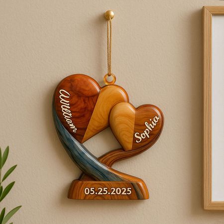 Forever Together - Personalized Double Heart Couple Charm