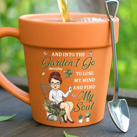 Custom Plant Pot Ceramic Mug - Personalized Garden Gifts For Gardeners - Lose Your Mind, Find Your Soul - Flower Pot Mug