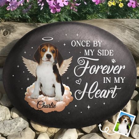 Custom Photo Printed Rock - Personalized Pet Memorial Gifts For Dogs, Cats - Love Lives On Forever