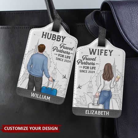 Exploring The World, Hand In Hand - Travel Personalized Custom Combo (2 Luggage Tags)