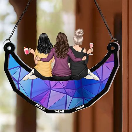 Best Friends Forever Wood & Acrylic Layered Ornament – Custom Gift with Names & Friendship Design