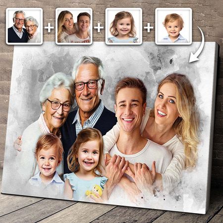 Add Loved One to Photo, Family Portrait From Different Photos, Combine Photos Canvas Christmas Gift Memorial Gift for Dad Mom