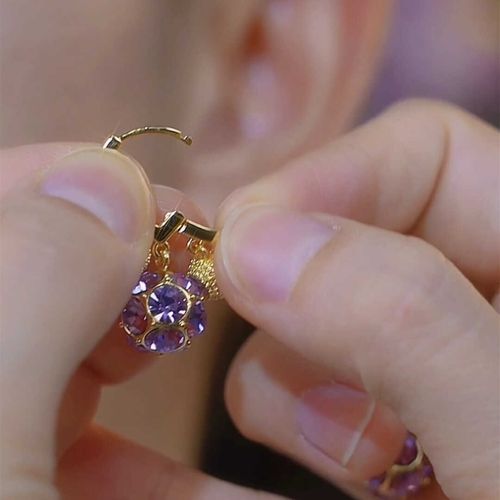 Exquisite & Stylish High-End Purple Durian Huggie Earrings - Light Luxury & Versatile