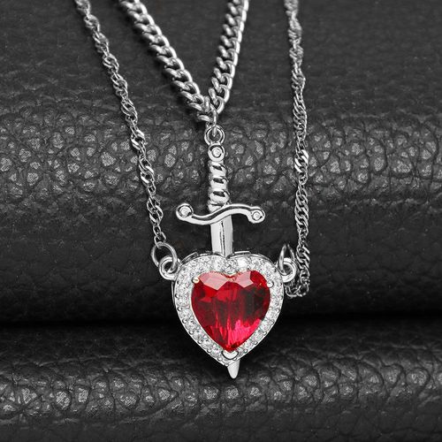 Creative & Personalized Cupid's Arrow Couple Pendant Set Necklace - Metal Material, Light Luxury Style, Fashionable & Versatile