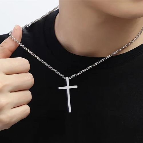 INS-Style Creative & Unique Minimalist Titanium Steel Cross Necklace - Light Luxury, Fashionable & Versatile