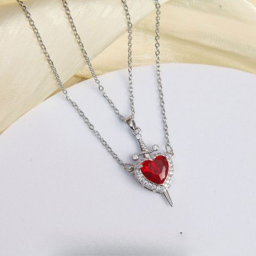 Creative & Personalized Cupid's Arrow Couple Pendant Set Necklace - Metal Material, Light Luxury Style, Fashionable & Versatile