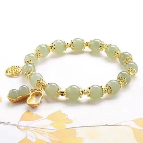 Creative Personalized Good Fortune Peanut Bracelet for Women Light Luxury Sparkling Alloy Mixed Material Light Luxury Style Fashionable Versatile