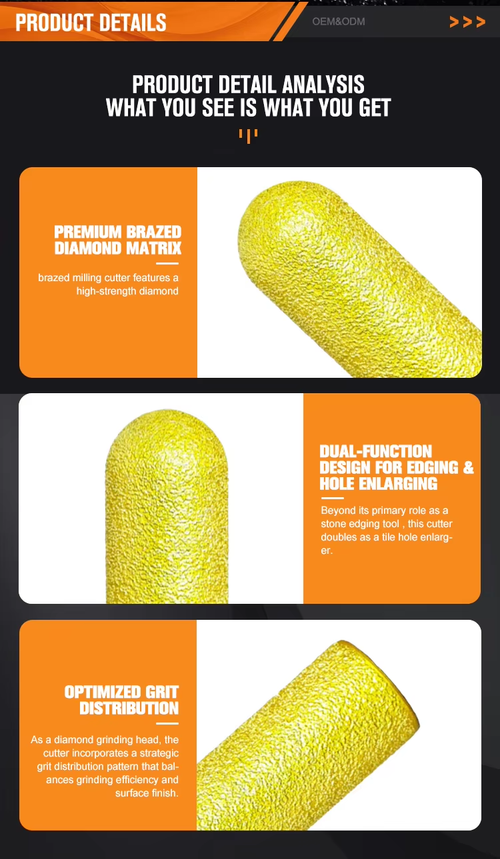 1.30mm Cylindrical Round Edge Grinding Head - Angle Grinder Tool for Quartz Stone Tile Countertop Backsplash Trimming