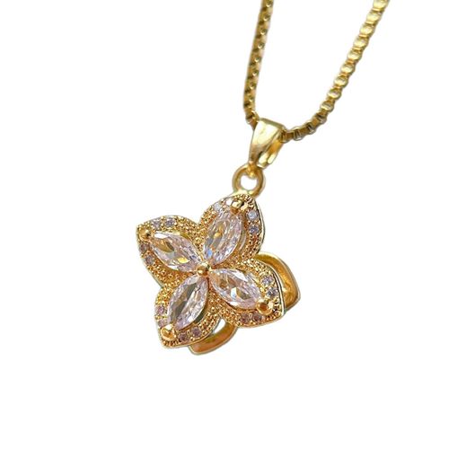 Creative & Personalized Convertible Heart-to-Heart Openable Clover Necklace - Mixed Gemstone Inlaid Pendant, Light Luxury Style, Fashionable & Versatile