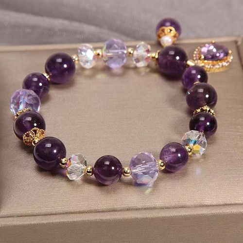 Creative & Personalized New Natural Amethyst Five-Petal Flower Pendant Bracelet Crystal material, minimalist luxury style, fashionable and versatile