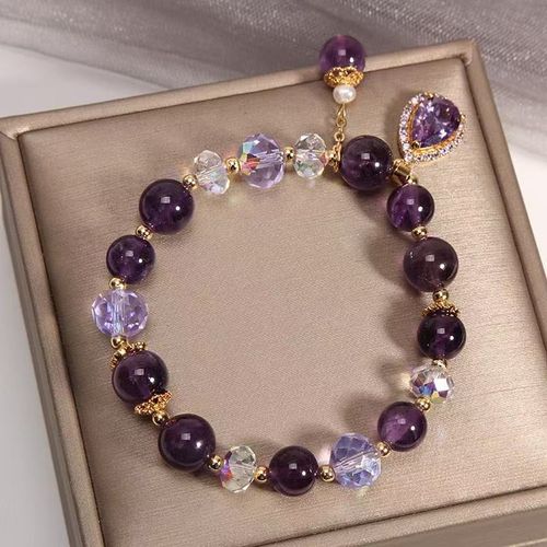 Creative & Personalized New Natural Amethyst Five-Petal Flower Pendant Bracelet Crystal material, minimalist luxury style, fashionable and versatile