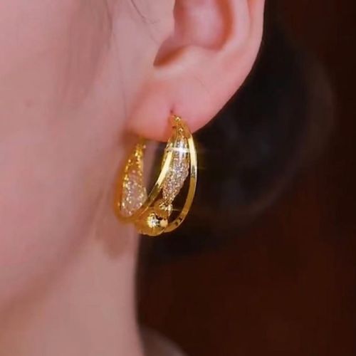 Creative & Personalized New-style Light Luxury Fashionable Hollow Mesh Hoop Huggie Earrings, Light Luxury Style, Fashionable & Versatile