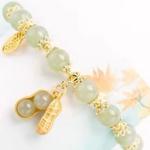 Creative Personalized Good Fortune Peanut Bracelet for Women Light Luxury Sparkling Alloy Mixed Material Light Luxury Style Fashionable Versatile