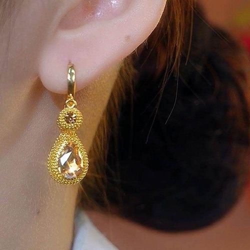 High-End Stylish Champagne Gold Durian Drop Earrings - Light Luxury & Versatile