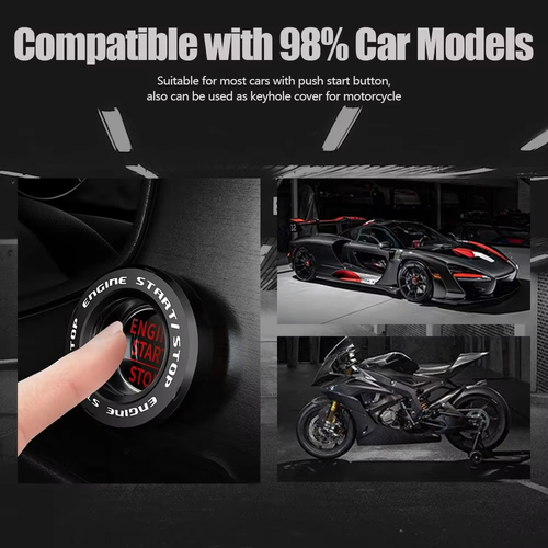 Creative and Personalized New-Style Car & Motorcycle One-Click Start Button Protective Cover, Keyhole & Electric Door Lock Rotary Start Cover, Ignition Decorative Cover, Light Luxury Style, Fashionable and Versatile