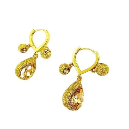 High-End Stylish Champagne Gold Durian Drop Earrings - Light Luxury & Versatile