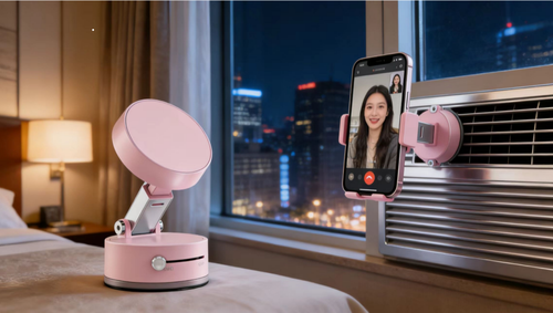 New Pink Alloy Car Phone Holder - Creative Personalized Dual-Sided Magnetic Vacuum Suction Mount, Hands-Free & Compatible with All Phones (Light Luxury Style)