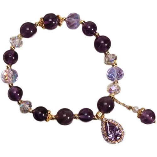 Creative & Personalized New Natural Amethyst Five-Petal Flower Pendant Bracelet Crystal material, minimalist luxury style, fashionable and versatile