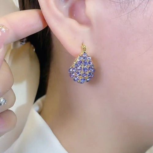 Sparkling & Exquisite French-style Purple Basket Huggie Earrings with Creative and Personalized Vibe, Light Luxury Style, Fashionable & Versatile