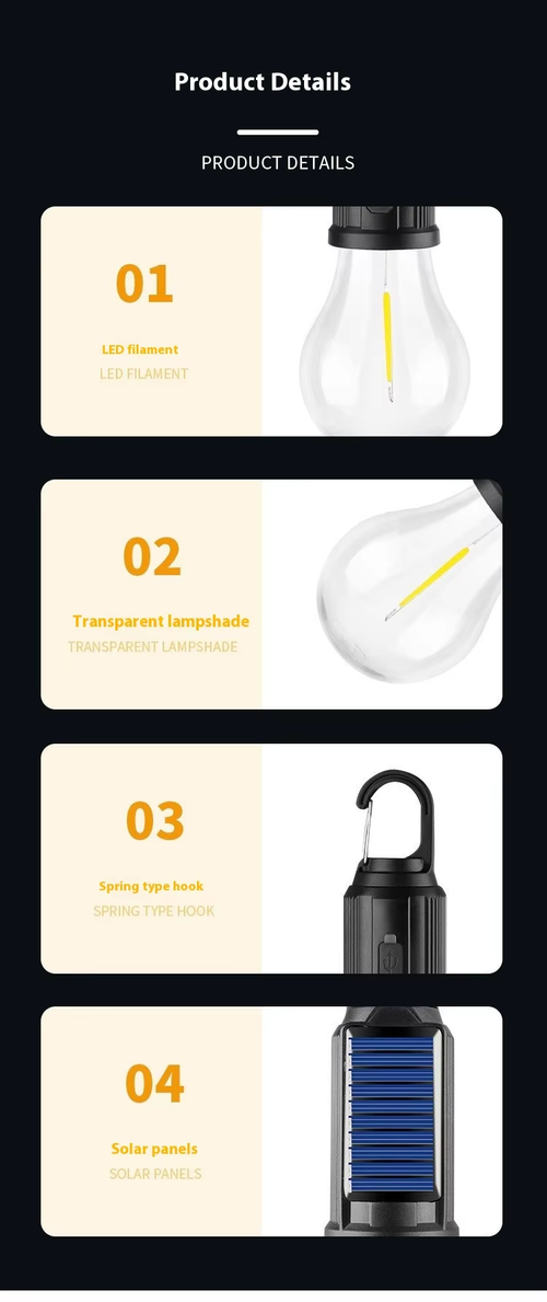 New Arrival Solar Camping Lantern | Retro LED Filament Tent Light | Solar-Rechargeable Emergency Bulb